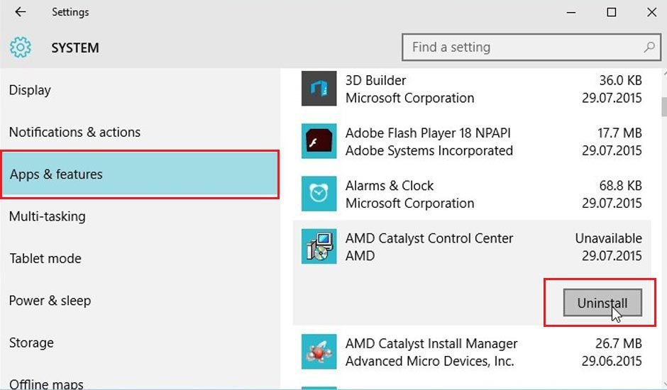 Windows 10 Uninstall App