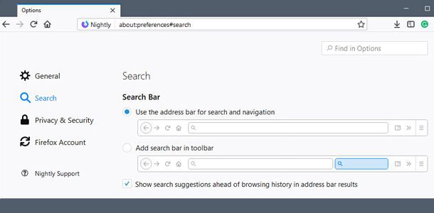 Mozilla Search Bar