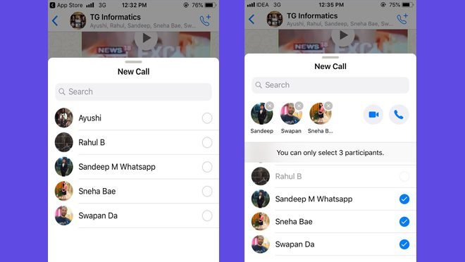 WhatsApp Group Call iOS