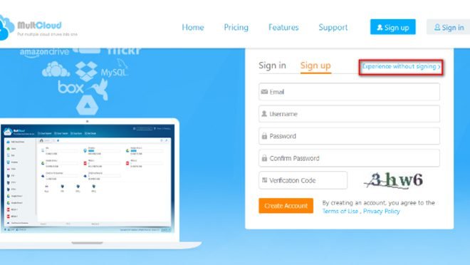 MultCloud Signup Page