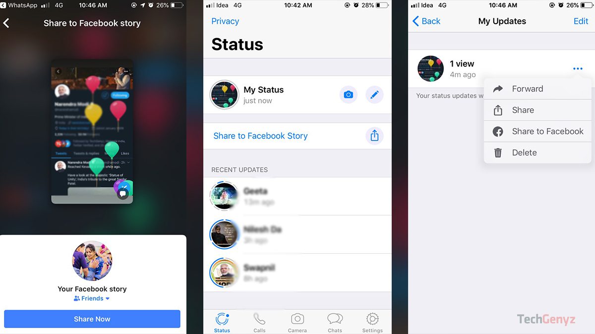 WhatsApp Status Share to Facebook Story