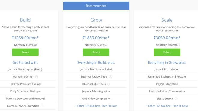 Bluehost pricing