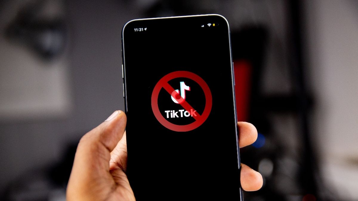 Mobile phone showing TikTok Ban