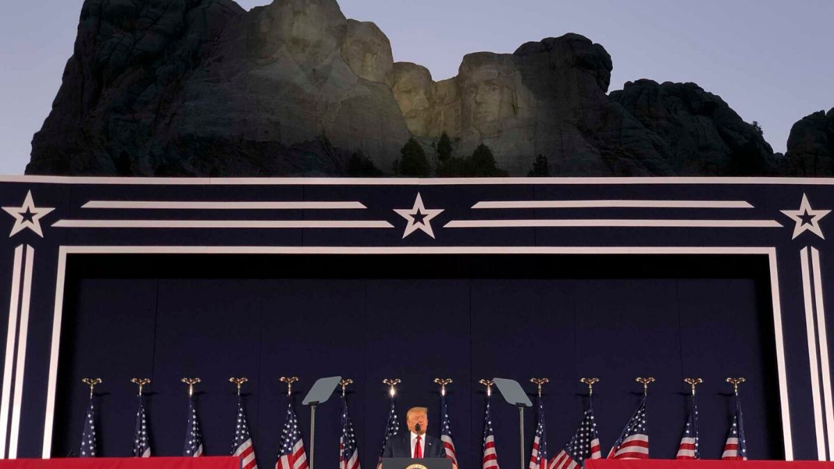 Donald Trump At The Foot Of Mount Rushmore