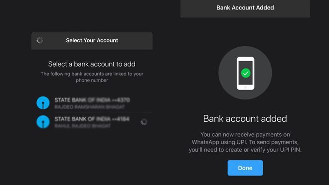 WhatsApp Bank Added