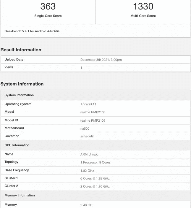 realme pad geekbench 1