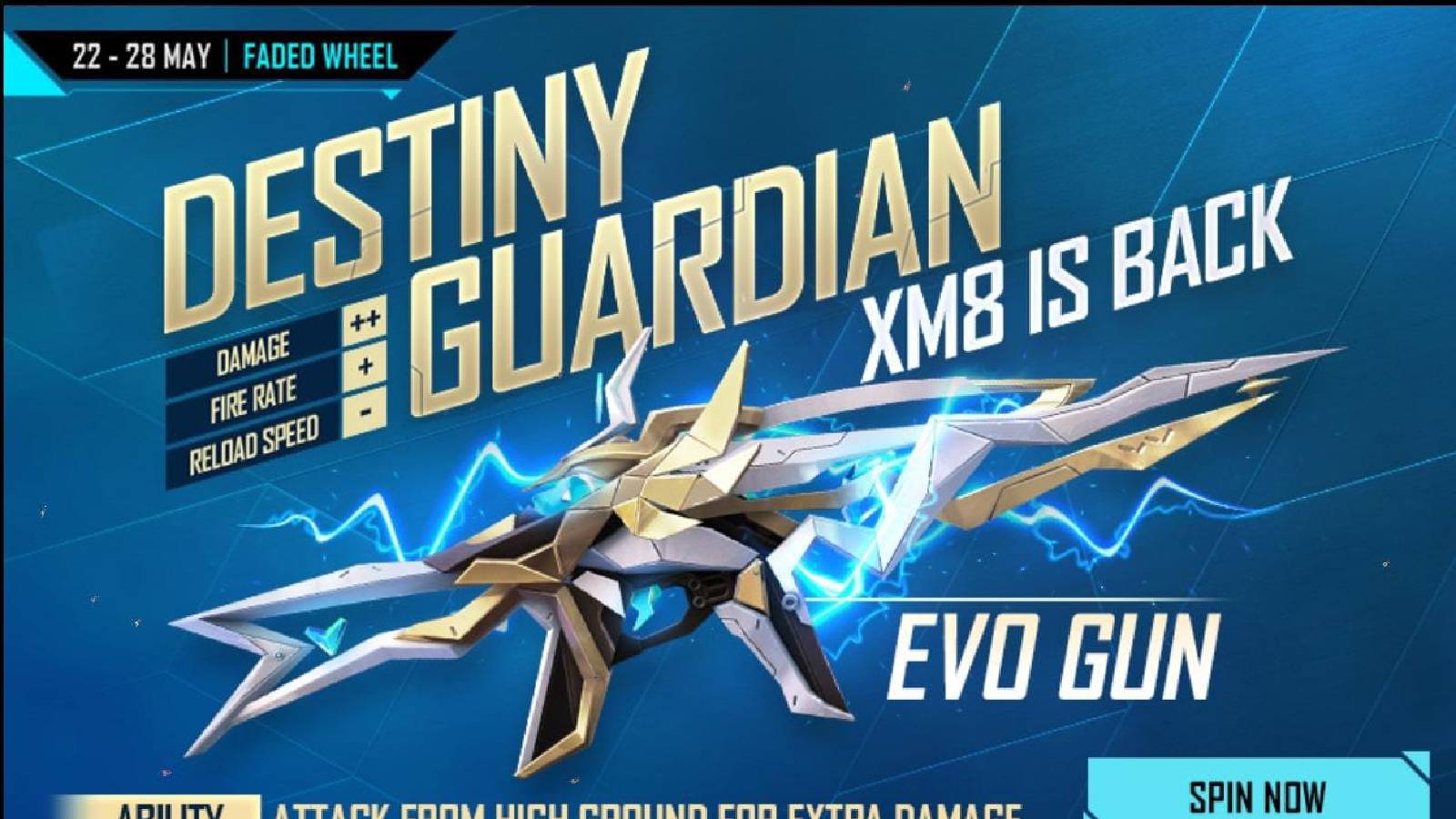 Free Fire new Faded Wheel: XM8 Destiny Guardian Evo gun skin event