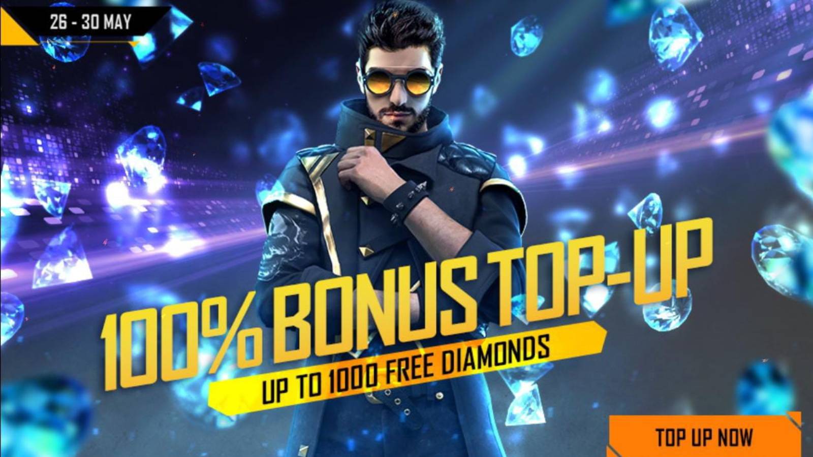 Free Fire 100% Bonus top-up event: Get up to 1000 free diamonds in Free Fire Max
